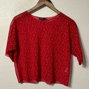 Nasty Gal Floral Mesh Crop Top Size 0